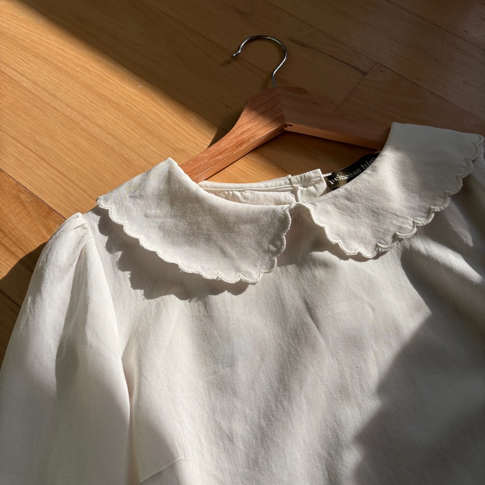Scalloped Peter Pan Collar Blouse - Cream